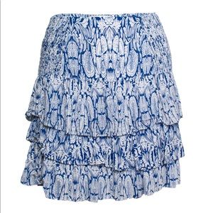 Maje ~ ruffle skirt in blue and white print 1